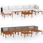vidaXL Muebles de jardín 8 pzas cojines crema madera maciza de acacia 