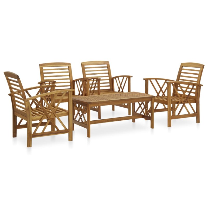 vidaXL Juego de muebles de jardín 5 piezas madera maciza de acacia vidaXL Juego de muebles de jardín 5 piezas madera maciza de acacia