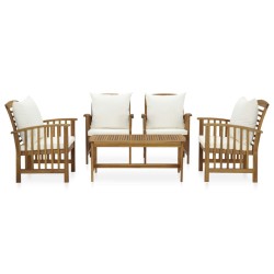 vidaXL Juego muebles de jardín y cojines 5 piezas madera maciza acacia