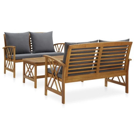 vidaXL Muebles de jardín 3 piezas con cojines madera maciza de acacia 