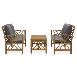 vidaXL Muebles de jardín 3 piezas con cojines madera maciza de acacia 
