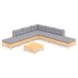 vidaXL Juego de muebles de jardín 8 pzas y cojines madera pino gris vidaXL Juego de muebles de jardín 8 pzas y cojines madera pino gris