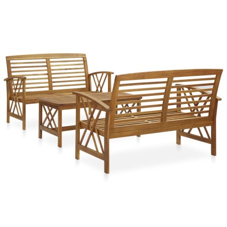 vidaXL Juego de muebles de jardín 3 piezas madera maciza de acacia