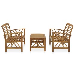 vidaXL Juego de muebles de jardín 3 piezas madera maciza de acacia