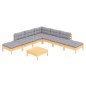 vidaXL Juego de muebles de jardín 8 pzas y cojines madera pino gris vidaXL Juego de muebles de jardín 8 pzas y cojines madera pino gris
