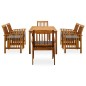 vidaXL Set comedor de jardín 7 pzas y cojines madera maciza de acacia vidaXL Set comedor de jardín 7 pzas y cojines madera maciza de acacia