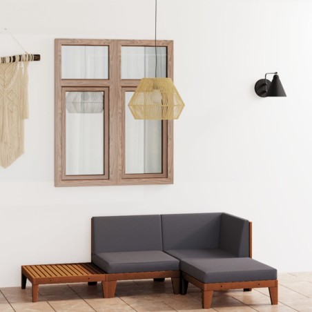 vidaXL Juego muebles de jardín y cojines 4 pzas madera maciza acacia