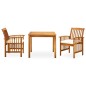 vidaXL Set comedor de jardín 3 pzas y cojines madera maciza de acacia vidaXL Set comedor de jardín 3 pzas y cojines madera maciza de acacia