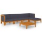 vidaXL Juego muebles de jardín y cojines 6 pzas madera maciza acacia vidaXL Juego muebles de jardín y cojines 6 pzas madera maciza acacia