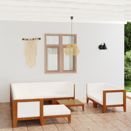 vidaXL Juego muebles de jardín y cojines 10 pzas madera maciza acacia