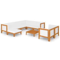 vidaXL Juego muebles de jardín y cojines 10 pzas madera maciza acacia