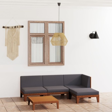 vidaXL Juego muebles de jardín y cojines 5 pzas madera maciza acacia