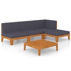 vidaXL Juego muebles de jardín y cojines 5 pzas madera maciza acacia