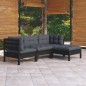 vidaXL Muebles de jardín 4 pzas con cojines negro madera de pino vidaXL Muebles de jardín 4 pzas con cojines negro madera de pino