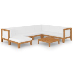 vidaXL Juego muebles de jardín y cojines 8 pzas madera maciza acacia