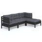 vidaXL Muebles de jardín 4 pzas con cojines negro madera de pino vidaXL Muebles de jardín 4 pzas con cojines negro madera de pino