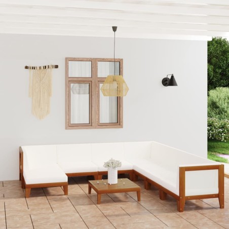 vidaXL Juego muebles de jardín y cojines 9 pzas madera maciza acacia