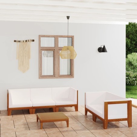 vidaXL Juego muebles de jardín y cojines 6 pzas madera maciza acacia