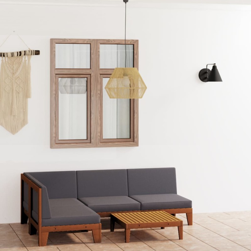 vidaXL Juego muebles de jardín y cojines 5 pzas madera maciza acacia vidaXL Juego muebles de jardín y cojines 5 pzas madera maciza acacia