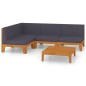 vidaXL Juego muebles de jardín y cojines 5 pzas madera maciza acacia vidaXL Juego muebles de jardín y cojines 5 pzas madera maciza acacia