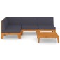 vidaXL Juego muebles de jardín y cojines 5 pzas madera maciza acacia vidaXL Juego muebles de jardín y cojines 5 pzas madera maciza acacia