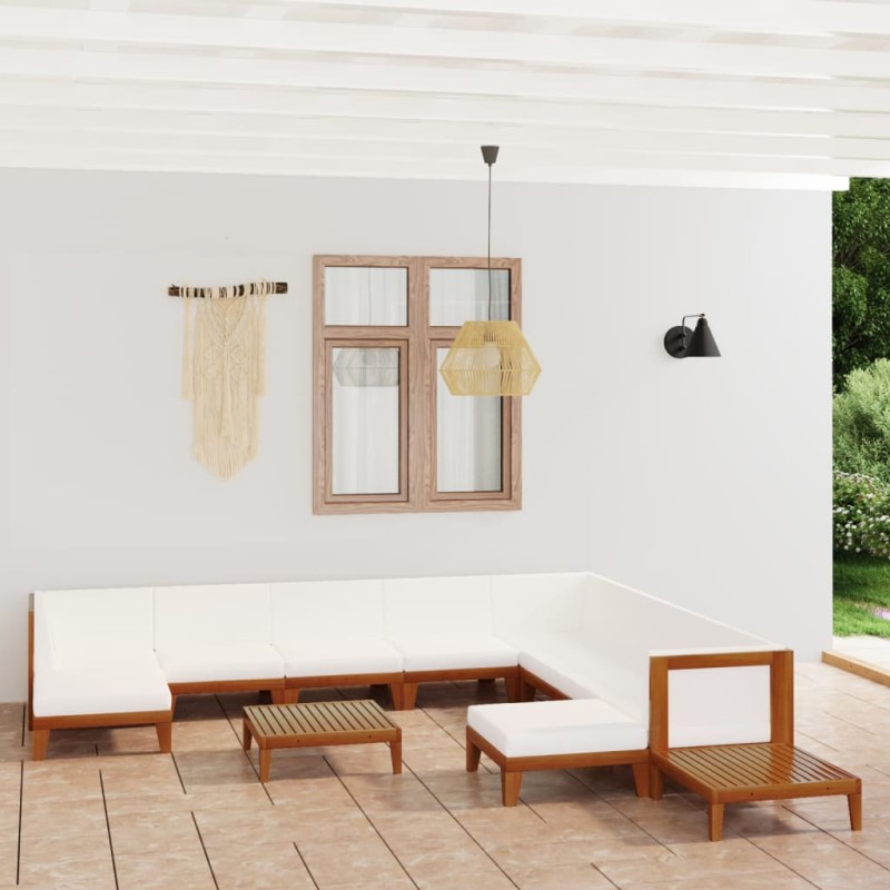 vidaXL Juego muebles de jardín y cojines 12 pzas madera maciza acacia vidaXL Juego muebles de jardín y cojines 12 pzas madera maciza acacia