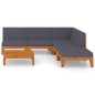 vidaXL Juego muebles de jardín y cojines 6 pzas madera maciza acacia vidaXL Juego muebles de jardín y cojines 6 pzas madera maciza acacia