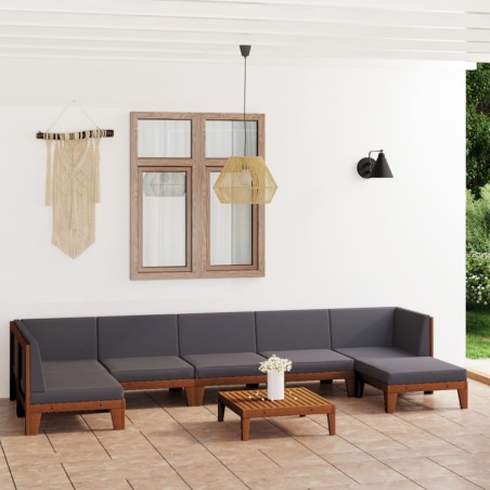 vidaXL Juego muebles de jardín y cojines 8 pzas madera maciza acacia