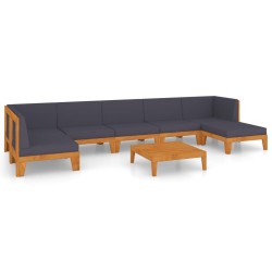 vidaXL Juego muebles de jardín y cojines 8 pzas madera maciza acacia