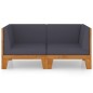 vidaXL Sofá de 2 plazas con cojines gris oscuro madera maciza acacia vidaXL Sofá de 2 plazas con cojines gris oscuro madera maciza acacia