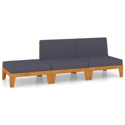 vidaXL Juego muebles de jardín y cojines 3 pzas madera maciza acacia