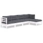 vidaXL Muebles de jardín 5 pzas con cojines blanco madera de pino vidaXL Muebles de jardín 5 pzas con cojines blanco madera de pino