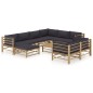 vidaXL Set de muebles de jardín 10 pzas bambú con cojines gris oscuro vidaXL Set de muebles de jardín 10 pzas bambú con cojines gris oscuro