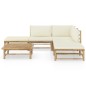 vidaXL Set de muebles de jardín 6 piezas bambú y cojines blanco crema vidaXL Set de muebles de jardín 6 piezas bambú y cojines blanco crema