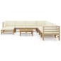 vidaXL Set de muebles de jardín 9 piezas bambú y cojines blanco crema vidaXL Set de muebles de jardín 9 piezas bambú y cojines blanco crema