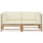 vidaXL Set de muebles de jardín 2 piezas bambú y cojines blanco crema vidaXL Set de muebles de jardín 2 piezas bambú y cojines blanco crema