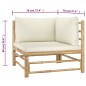 vidaXL Set de muebles de jardín 2 piezas bambú y cojines blanco crema vidaXL Set de muebles de jardín 2 piezas bambú y cojines blanco crema