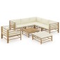 vidaXL Set de muebles de jardín 8 piezas bambú y cojines blanco crema vidaXL Set de muebles de jardín 8 piezas bambú y cojines blanco crema