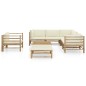 vidaXL Set de muebles de jardín 8 piezas bambú y cojines blanco crema vidaXL Set de muebles de jardín 8 piezas bambú y cojines blanco crema