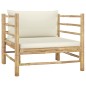 vidaXL Set de muebles de jardín 8 piezas bambú y cojines blanco crema vidaXL Set de muebles de jardín 8 piezas bambú y cojines blanco crema
