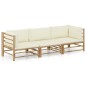 vidaXL Set de muebles de jardín 3 piezas bambú y cojines blanco crema vidaXL Set de muebles de jardín 3 piezas bambú y cojines blanco crema