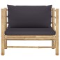 vidaXL Set de muebles de jardín 5 piezas bambú con cojines gris oscuro vidaXL Set de muebles de jardín 5 piezas bambú con cojines gris oscuro