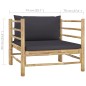 vidaXL Set de muebles de jardín 5 piezas bambú con cojines gris oscuro vidaXL Set de muebles de jardín 5 piezas bambú con cojines gris oscuro