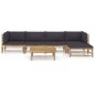 vidaXL Set de muebles de jardín 6 piezas bambú con cojines gris oscuro vidaXL Set de muebles de jardín 6 piezas bambú con cojines gris oscuro