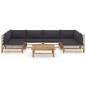 vidaXL Set de muebles de jardín 7 piezas bambú con cojines gris oscuro vidaXL Set de muebles de jardín 7 piezas bambú con cojines gris oscuro