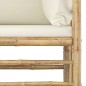 vidaXL Set de muebles de jardín 5 piezas bambú y cojines blanco crema