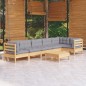 vidaXL Juego de muebles de jardín 7 pzas y cojines madera pino gris vidaXL Juego de muebles de jardín 7 pzas y cojines madera pino gris