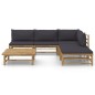vidaXL Set de muebles de jardín 6 piezas bambú con cojines gris oscuro