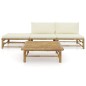 vidaXL Set de muebles de jardín 4 piezas bambú y cojines blanco crema vidaXL Set de muebles de jardín 4 piezas bambú y cojines blanco crema