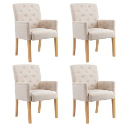 vidaXL Sillas de comedor con reposabrazos 4 unidades de tela beige 